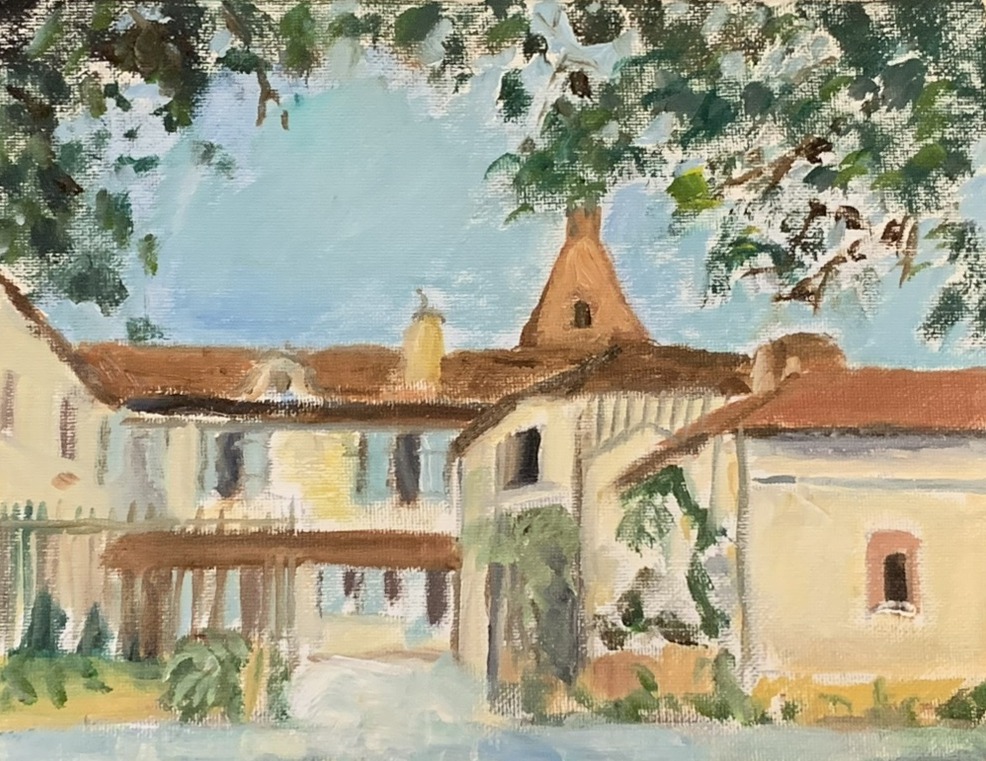 The Château in Summer — original oil painting of the château and tower among trees